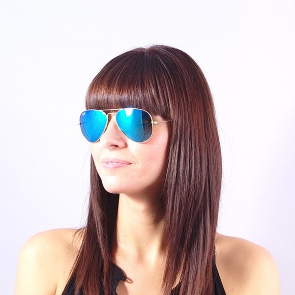 Ray Ban RB3025 Large Blue Mirror Aviator Sunglass - Picture 1 of 6